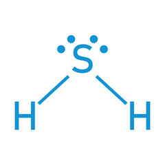 Lewis structure of hydrogen sulfide (H2S). - obrazy, fototapety, plakaty