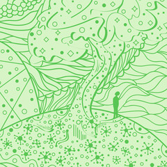 Square colored pattern. Hand drawn mandala on isolated background. Design for spiritual relaxation for adults. Print for flyers and banners. Doodle for work. Vintage and retro style