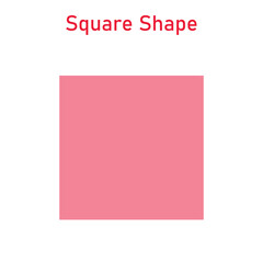 2D square shape in mathematics. Red square shape drawing for kids isolated on white background.
