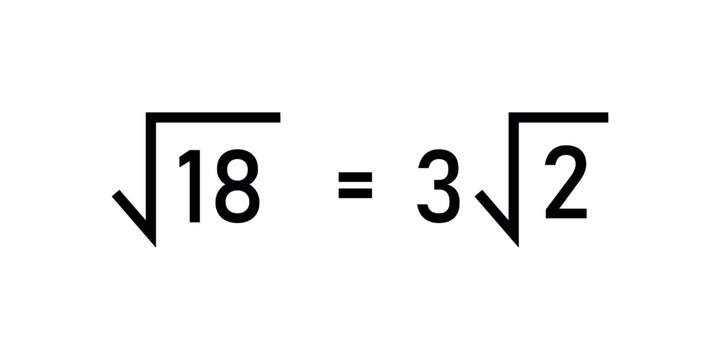 Simplify square root number. Square root or radical symbol in mathematics.