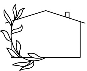 House with plant line Illustration 