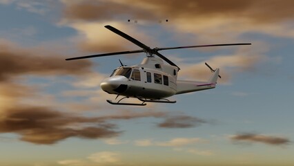Fototapeta na wymiar 3D illustration of a helicopter.