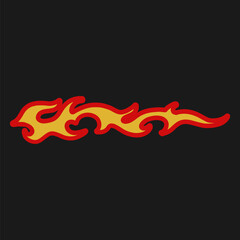 Cartoon with a red fire element in it. Old-fashioned seamless pattern.