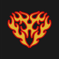 Cartoon with a red fire element in it. Old-fashioned seamless pattern.