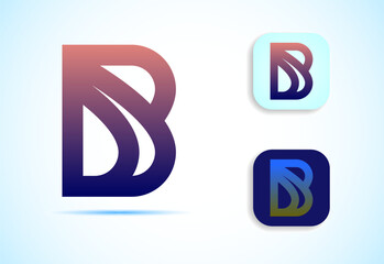Abstract initial alphabet B logo design. Multi-color gradient letter icon vector illustration.