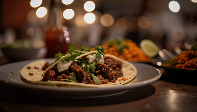 food photography of a taco on a plate Generative AI