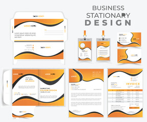 Naklejka premium Elegant professional corporate business stationery items set, Stylish business stationery items set, Creative professional business branding stationery design set.