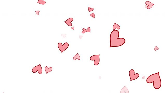 Abstract loop flowing up red heart  on white background. Animation for Valentine day, Birthday party, wedding or any holiday. Background for romantic animation.