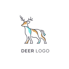 outline deer line art logo vector icon, Simple minimalist monoline deer logo design