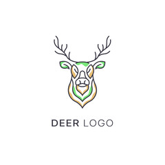 outline deer line art logo vector icon, Simple minimalist monoline deer logo design