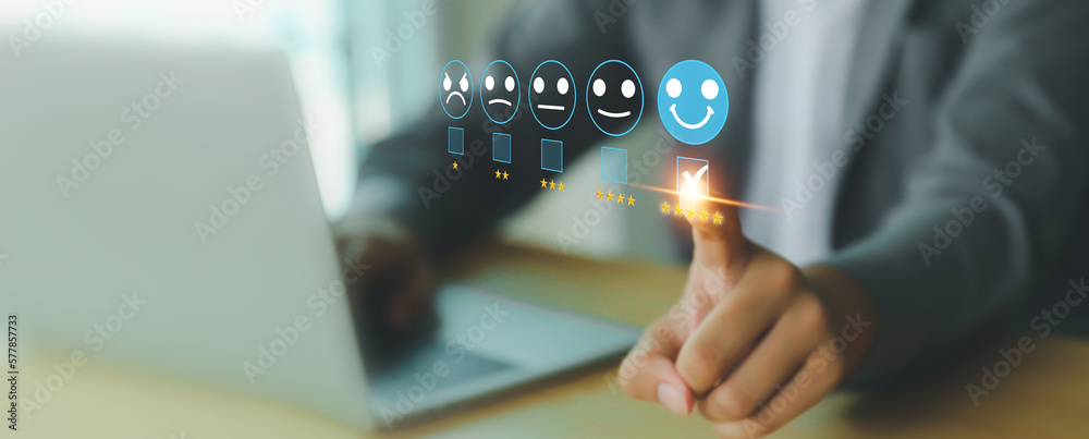 Aufkleber Customer service satisfaction survey feedback for business review rating and best service or finance digital marketing poll or user comment concepts.