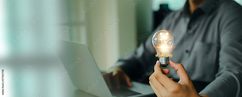 Aufkleber customer service satisfaction survey feedback for business review rating and best service or finance