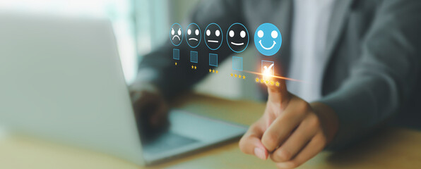 Customer service satisfaction survey feedback for business review rating and best service or...