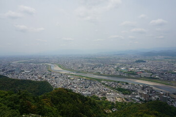 Japanese landscape and river from mountain