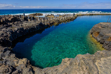 Natural pools Las Salinas de Agaete in Puerto de Las Nieves on Gran Canaria, Spain.