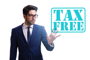 Tax free shopping concept with businessman