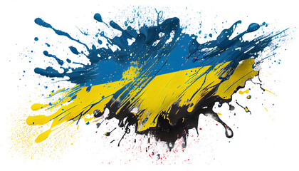 Flag of Ukraine, splashed paint, AI Generated