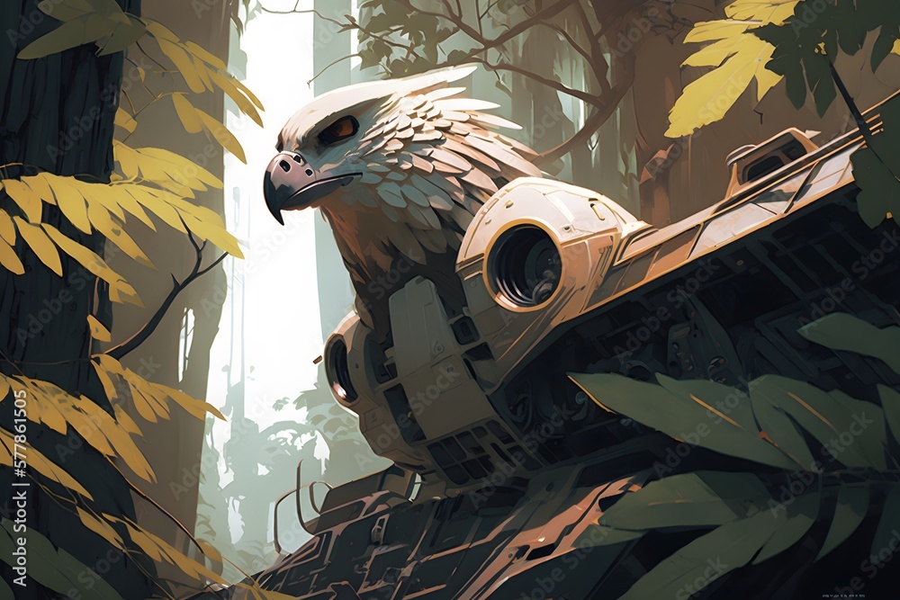 Wall mural eagle in forest created using ai generative technology
