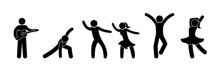 dancing people icon, fun and music, man playing guitar