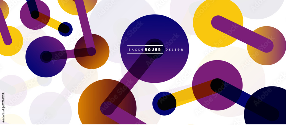 Poster Line points connections geometric abstract background. Circles connected by lines. Trendy techno business template for wallpaper, banner, background or landing
