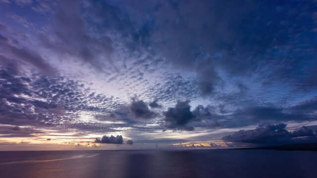 Timelapse - Dramatic sunset clouds over the Pacific ocean