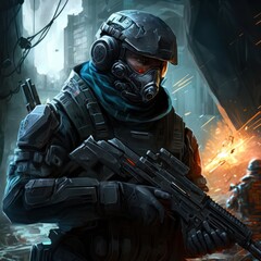 Fototapeta premium Shooter Game Art