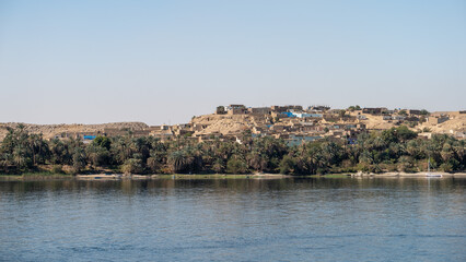 Fototapeta na wymiar African City on a Hill by the Nile River