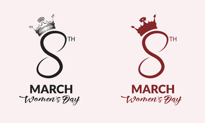 Set of Happy International Woman's Day signs, emblems - Vector design elements, signs, labels, badges collection