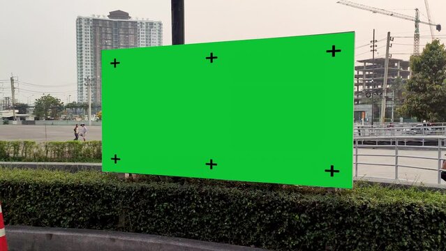 Green screen Advertising billboard for product display, Chroma key, Alpha channel.