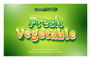 Vegetable text, green background, 3d style editable text effect