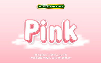 Pink text, cloud background, 3d style editable text effect