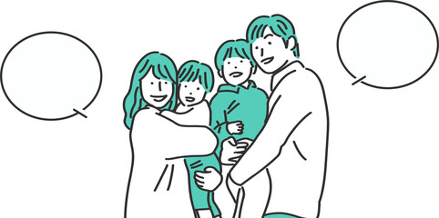 意見を伝える4人家族のイラスト4人家族のイラスト