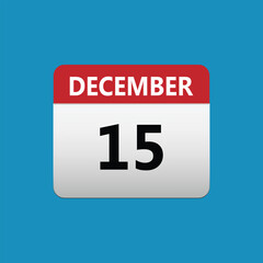 Fototapeta premium 15th December calendar icon. December 15 calendar Date Month icon. Isolated on blue background