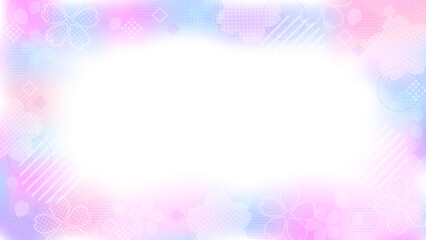 Obraz premium 青とピンクの桜の花の幻想的なグラデーション背景 横長
