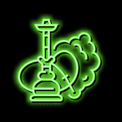 hookah smoke neon glow icon illustration