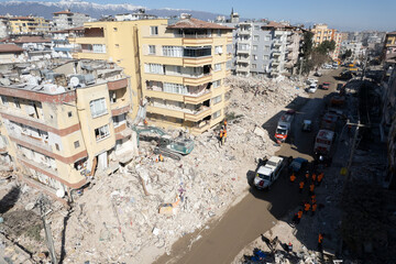 Antakya, Hatay, Turkey- February 7th, 2023: Earthquake destroyed firsth anatolian mosque Habibi Neccar. Turkey earthquake, kahramanmaras, gaziantep, adana, Hatay, adiyaman February 2023