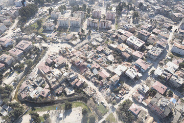 Fototapeta premium Antakya, Hatay, Turkey- February 7th, 2023: Earthquake destroyed firsth anatolian mosque Habibi Neccar. Turkey earthquake, kahramanmaras, gaziantep, adana, Hatay, adiyaman February 2023
