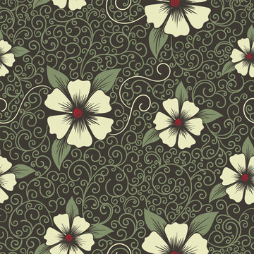 Vintage seamless flower pattern vector image