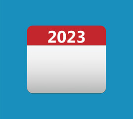 2023 calendar icon. 2023 calendar Date Month icon. Isolated on blue background