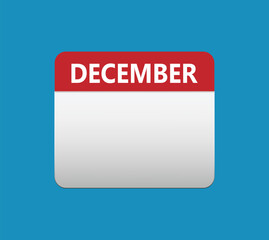 December calendar icon. December calendar Date Month icon. Isolated on blue background