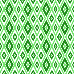 Green fabric ethnic seamless pattern with rhombus or diamond shape textures background. Ideal for textile, ornament, wallpaper, print etc.,