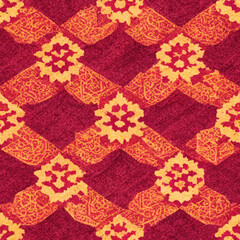 Fototapeta na wymiar traditional thai silk fabric seamless pattern, generative ai