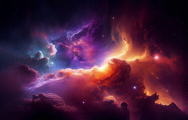 Space with colorful light background - 577878166