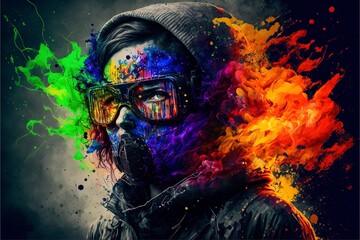 An illustration of an anarchist depicting rage. Generative AI