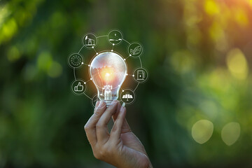 light bulbs green on background