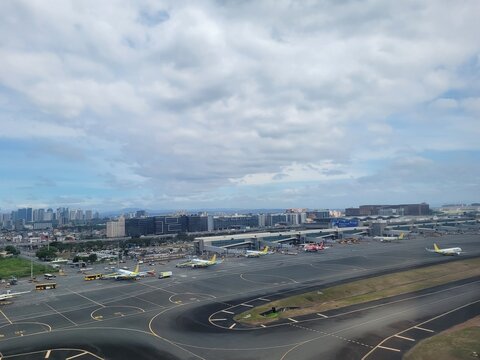 Aerial view of Ninoy Aquino International Airport in Manila, Philippines