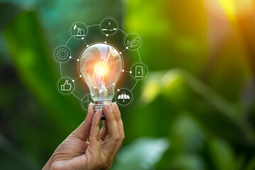 light bulbs green on background