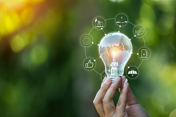 light bulbs green on background