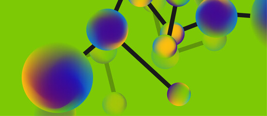 Line points connections geometric landing page background. Fluid circles and spheres with liquid gradients. Vector Illustration For Wallpaper, Banner, Background, Card, Book Illustration, landing page