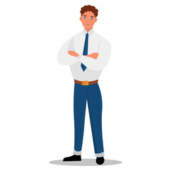 Confident young businessman on white background